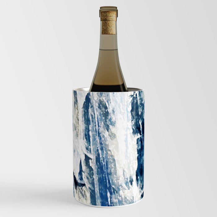 Blue and White Wood Texture Wine Chiller