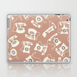 Vintage Rotary Dial Telephone Pattern on Light Brown Laptop Skin