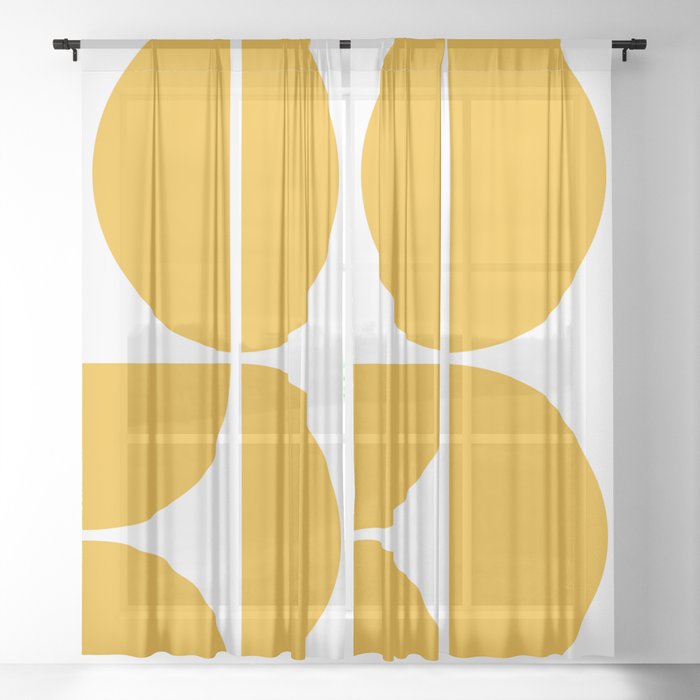 Mid Century Modern Yellow Square Sheer Curtain