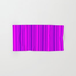 [ Thumbnail: Fuchsia & Dark Violet Colored Lined Pattern Hand & Bath Towel ]