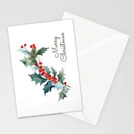 Holly Branch Merry Christmas  Stationery Card