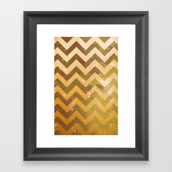 Golden Space Chevron Framed Art Print