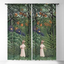 Woman Walking in an Exotic Forest Blackout Curtain