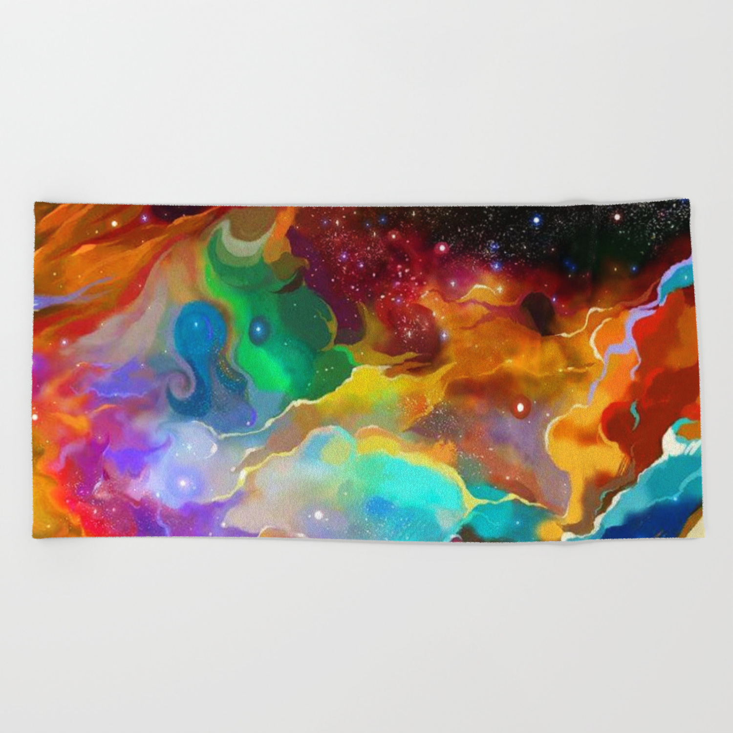 Colorful Liquid Acid Art Cosmic Galaxy Night Sky Beach Towel By Zurine Society6