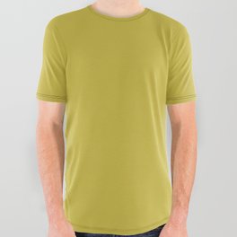 Dark Green-Yellow Solid Color Pantone Warm Olive 15-0646 TCX Shades of Yellow Hues All Over Graphic Tee