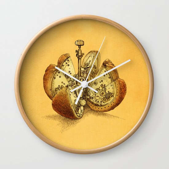 Steampunk Orange Wall Clock