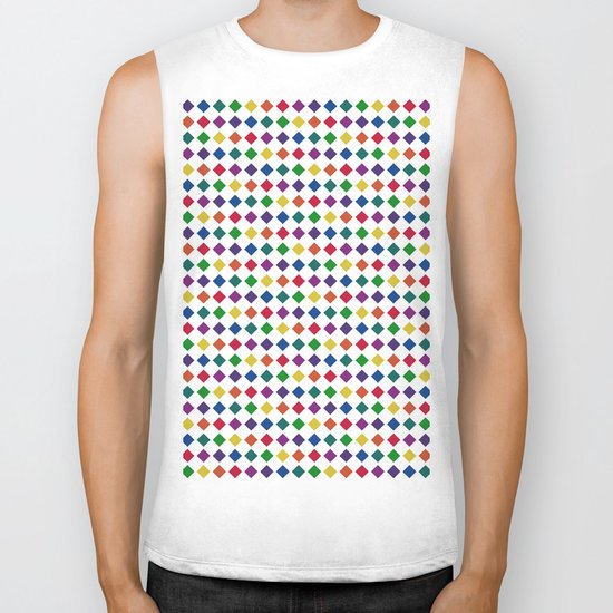 Colorful Seamless Rectangular Geometric Pattern Biker Tank