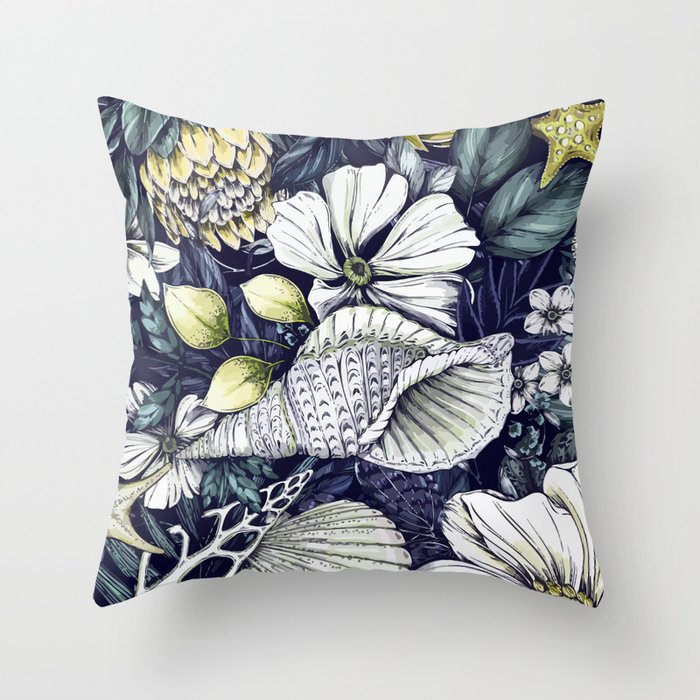 Snail House Floral Design Throw Pillow