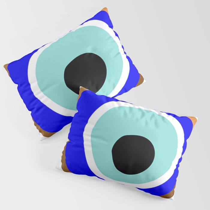 Grecian Gold evil eye in blue on white Pillow Sham