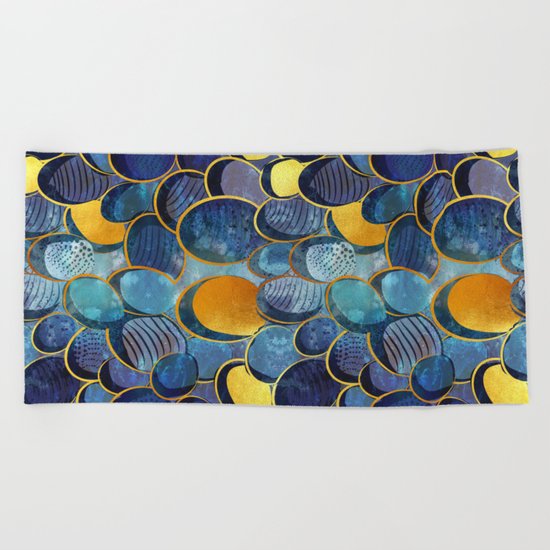 Abstract deep blue Beach Towel