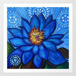 Voice: Throat Chakra Blue Lotus Meditation Art Print
