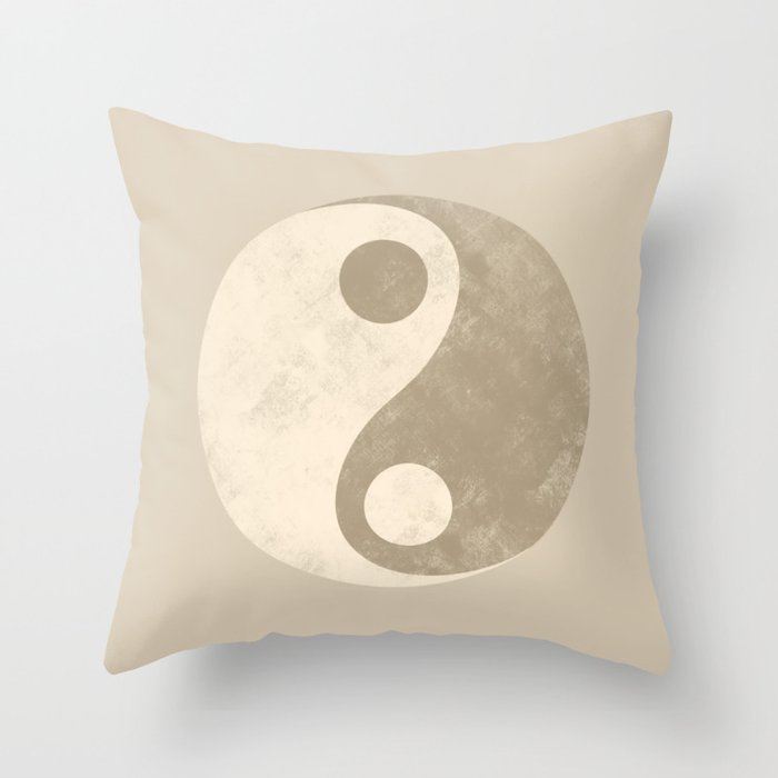 Yin and Yang Peace in Neutral Throw Pillow