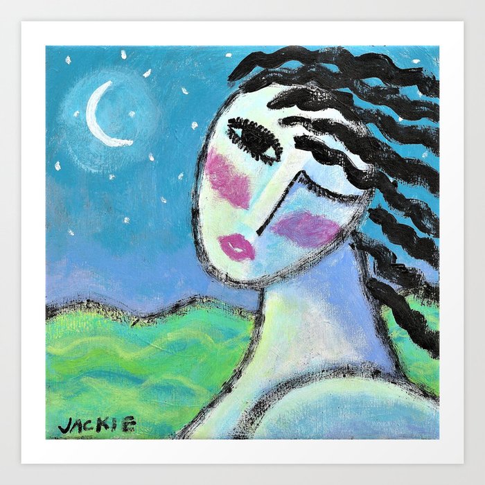 Beautiful Moon Abstract Acrylic Painting Art Print By Jackieludtke