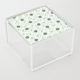 Green - Retro Mid Mod Quatrefoil flowers Acrylic Box