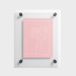 Blooming, the blooming stage of a pair of protea; pink ink drawing Floating Acrylic Print