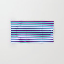 [ Thumbnail: Turquoise, Dark Magenta, and Lavender Colored Stripes/Lines Pattern Hand & Bath Towel ]