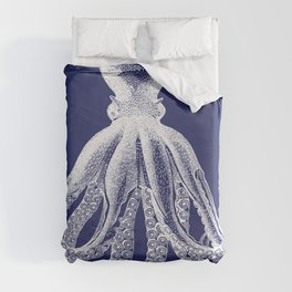 Octopus | Vintage Octopus | Tentacles | Navy Blue and White | Duvet Cover