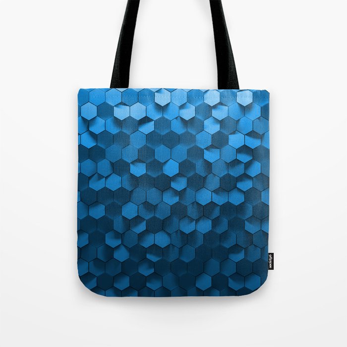 Blue hexagon abstract pattern Tote Bag