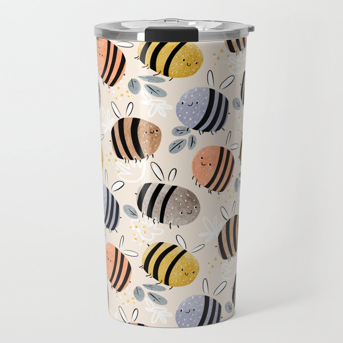 Sweet little baby bees watercolor illustration Travel Mug