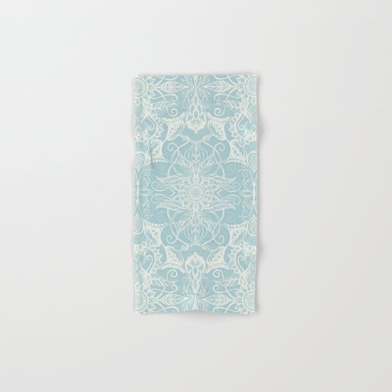Floral Pattern in Duck Egg Blue & Cream Hand & Bath Towel