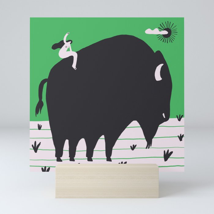 Going Nowhere Fast on a Buffalo Mini Art Print