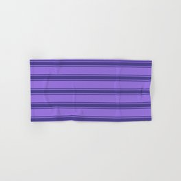 [ Thumbnail: Purple and Dark Slate Blue Colored Pattern of Stripes Hand & Bath Towel ]