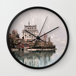Reflections on Interlaken Lake Wall Clock | Jungfrau, Travel, Nature, Blue, Village, Chateau, Switzerland, Europe, Interlaken, Alps 