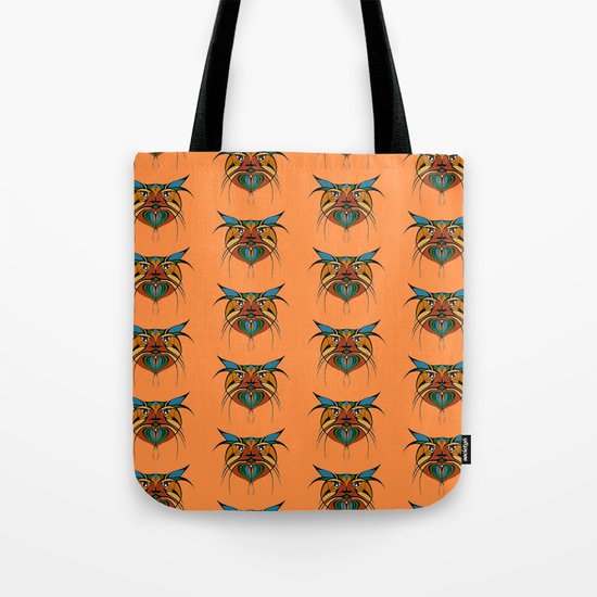 Tribal Cat Faces Tote Bag