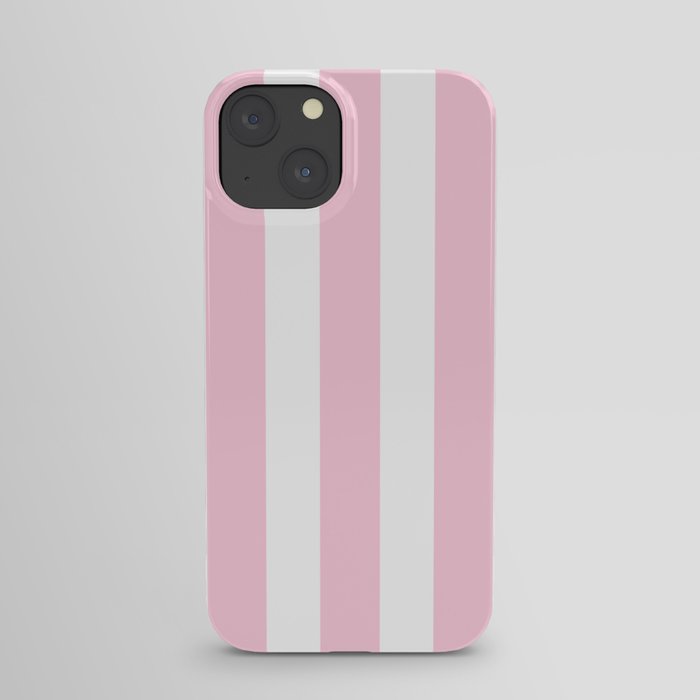 Pink & White Vertical Stripes iPhone Case