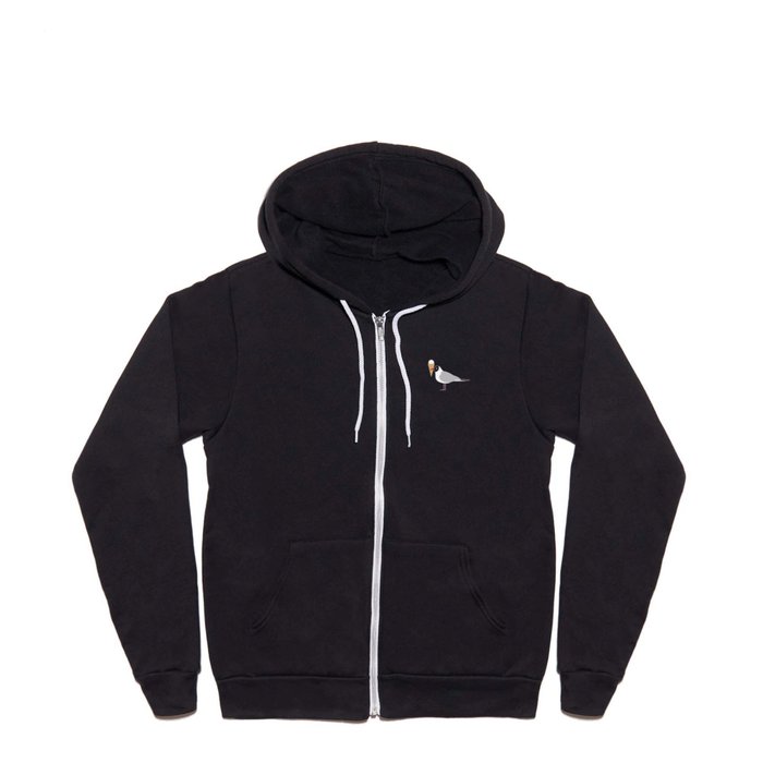 Cute seagull with ice cream by the sea Full Zip Hoodie