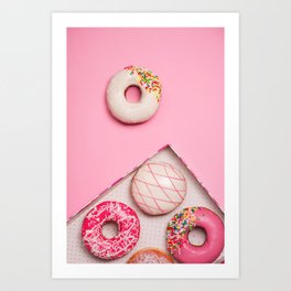  Pink Doughnut Dessert Art Print