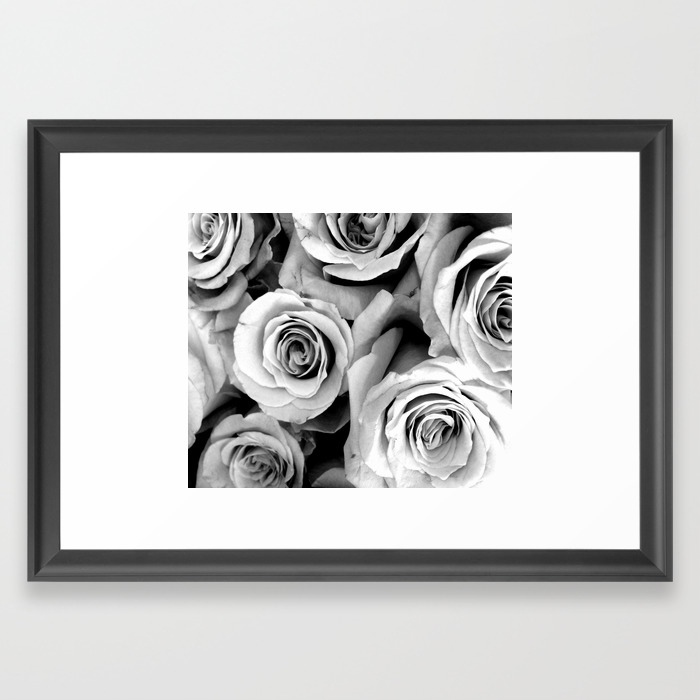 Black And White Roses Framed Art Print By Mariannamills Society6