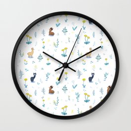 Alpacas and Dandelion Pattern Wall Clock