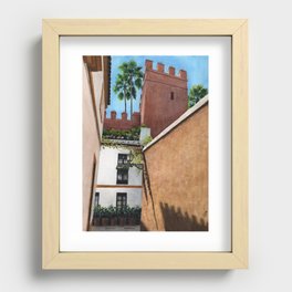 Sunny Sevilla Spain Watercolor Painting Recessed Framed Print