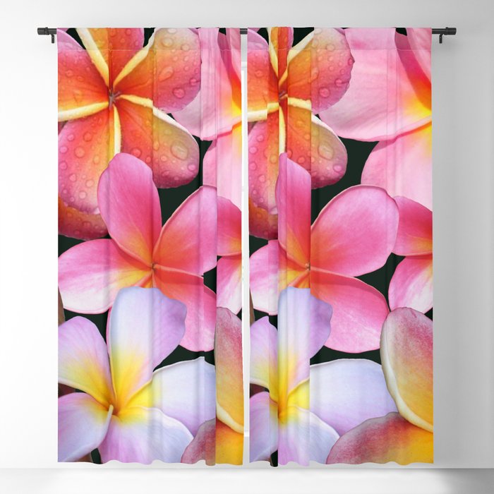 Pink Plumerias Blackout Curtain