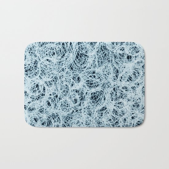 Powder Blue Ink on Black Bath Mat