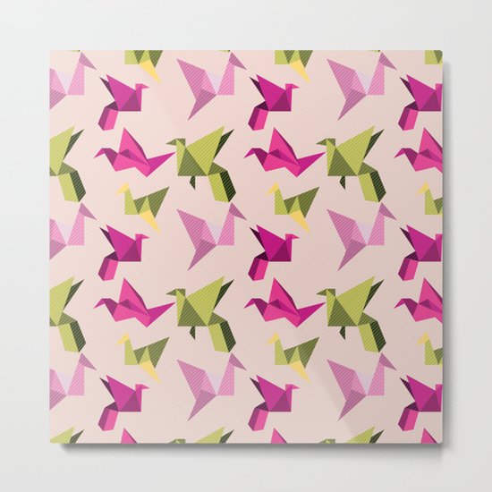 pink paper cranes Metal Print
