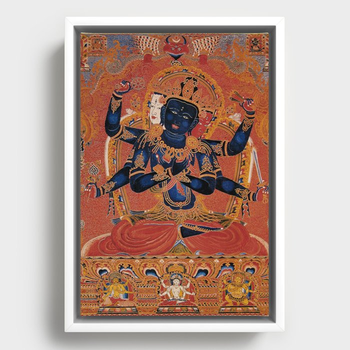 Guhyasamaja Buddhist Deity Akshobhyavajra Thangka 1400s Framed Canvas