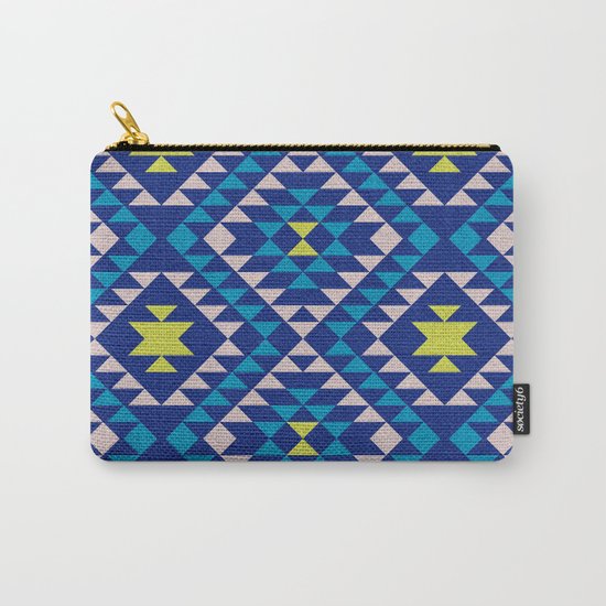 Tribal geometric pattern - blue Carry-All Pouch