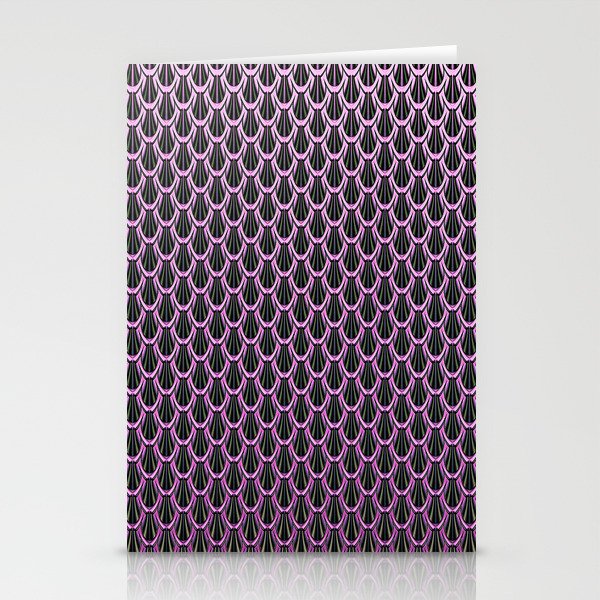 Chain Link Gleaming Rose Pink Metal Pattern Stationery Cards