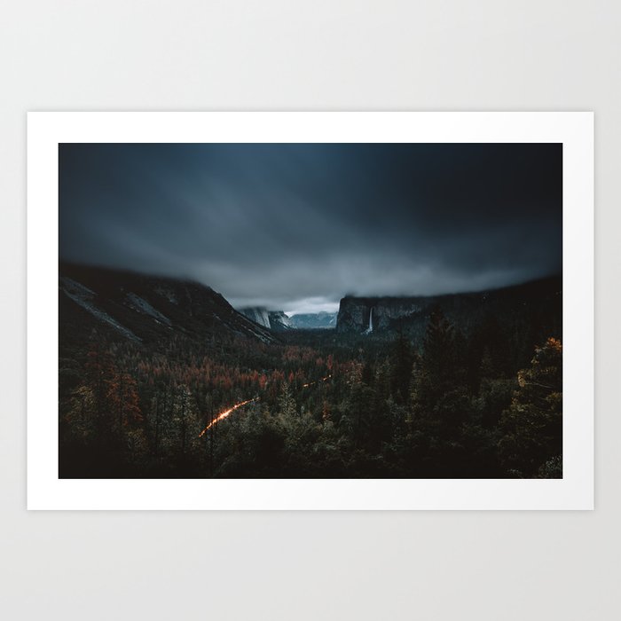 Moody Yosemite Valley - Tunnel View Art Print