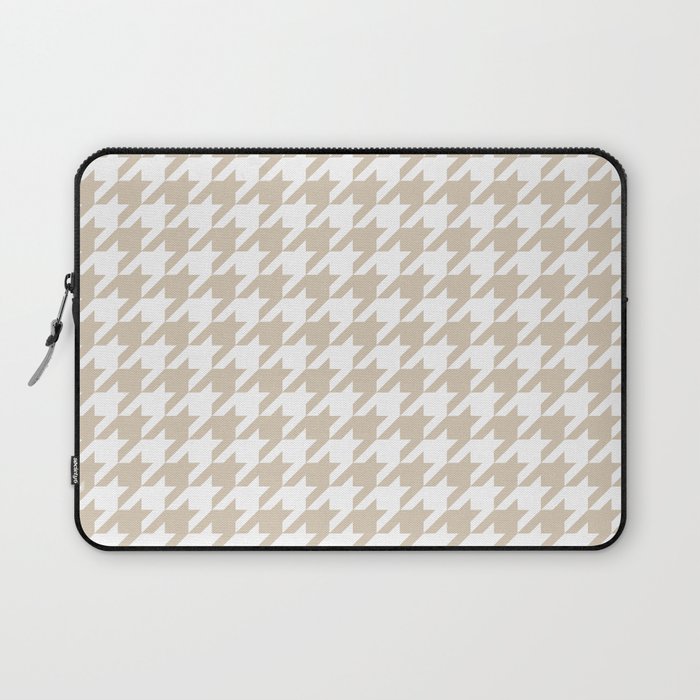 Houndstooth: Beige & White Checkered Design Laptop Sleeve