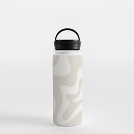 Liquid Swirl Contemporary Abstract Pattern in Mushroom Cream Water Bottle