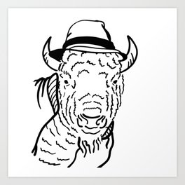 Bennet the Hipster Buffalo - Quirky Art Print
