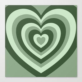 Hypnotic Green Hearts Canvas Print