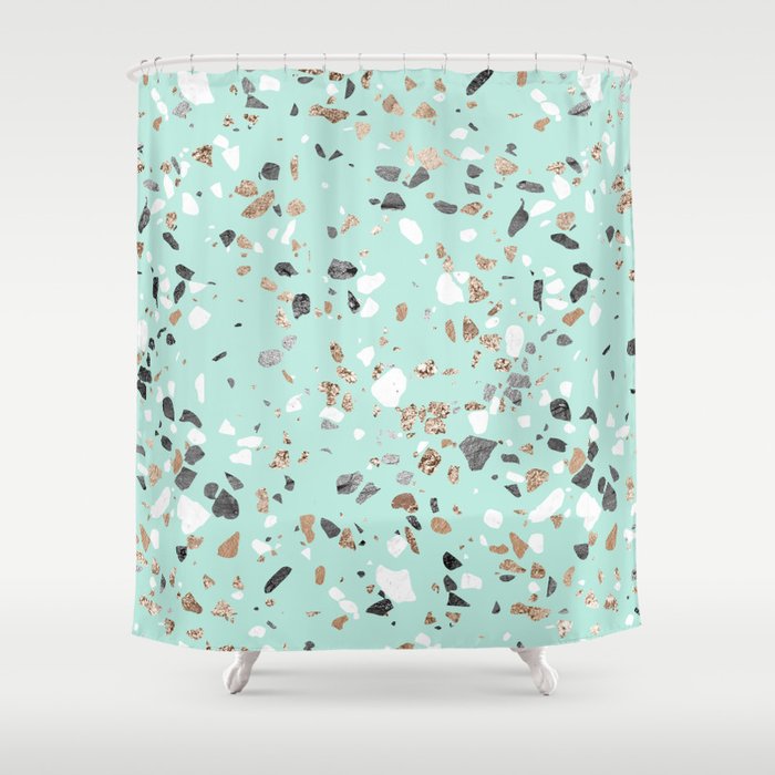 Glitter And Grit Marble Mint Green Shower Curtain By Simple Luxe Society6