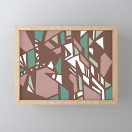 Abstract Geometric Shapes in brown, dark red and green Framed Mini Art Print