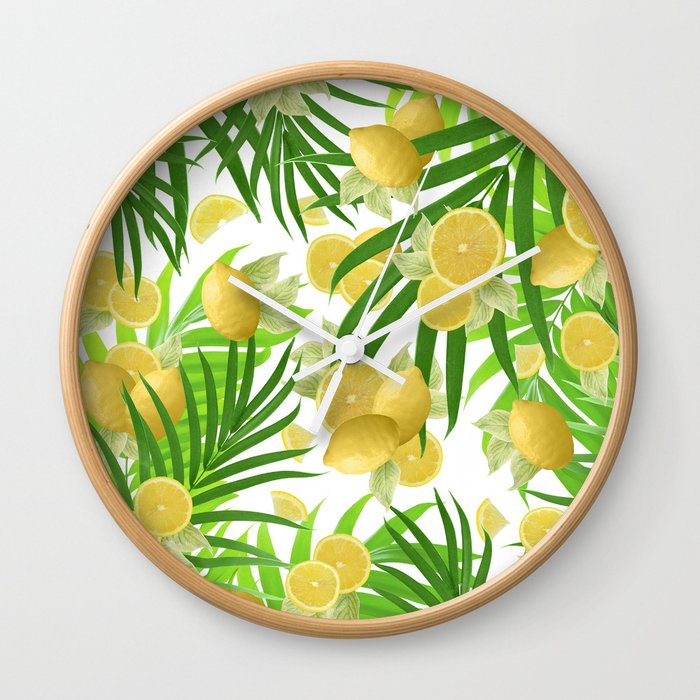 Summer Lemon Twist Jungle #2 #tropical #decor #art #society6 Wall Clock ...