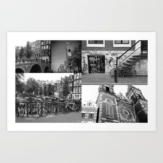 Photo collage Amsterdam 4 in black and white Art Print
