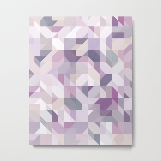 Pastel Purple Geometric on Linen Metal Print